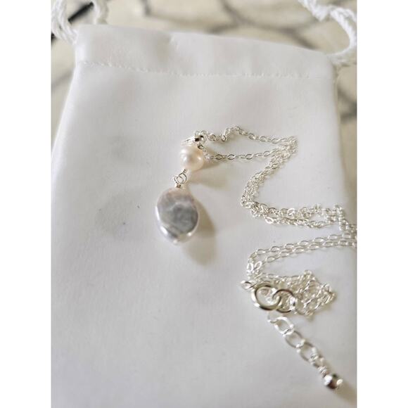 Aleure Preciosa Sterling Silver Pearl Pendent Necklace New - Picture 5 of 5